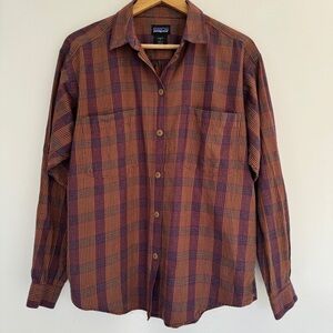 patagonia purple and brown women’s cotton flannel